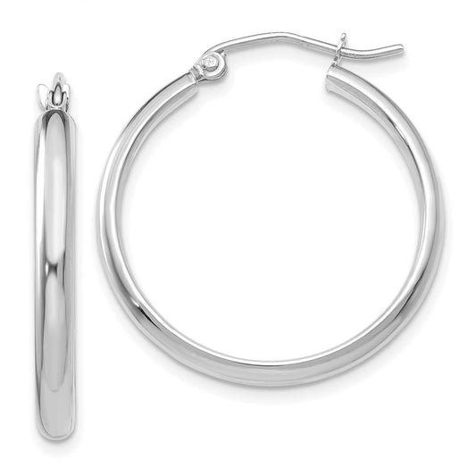 10K White Gold Polished Hoop Earrings