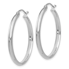 10K White Gold Polished Hoop Earrings