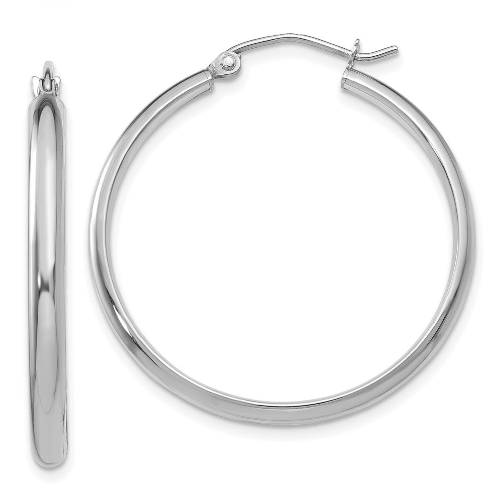 10K White Gold Polished Hoop Earrings