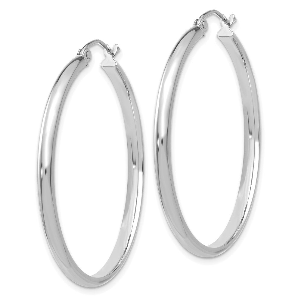 10K White Gold Polished Hoop Earrings