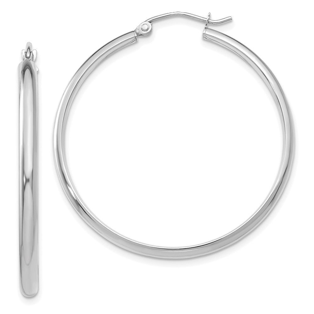 10K White Gold Polished Hoop Earrings