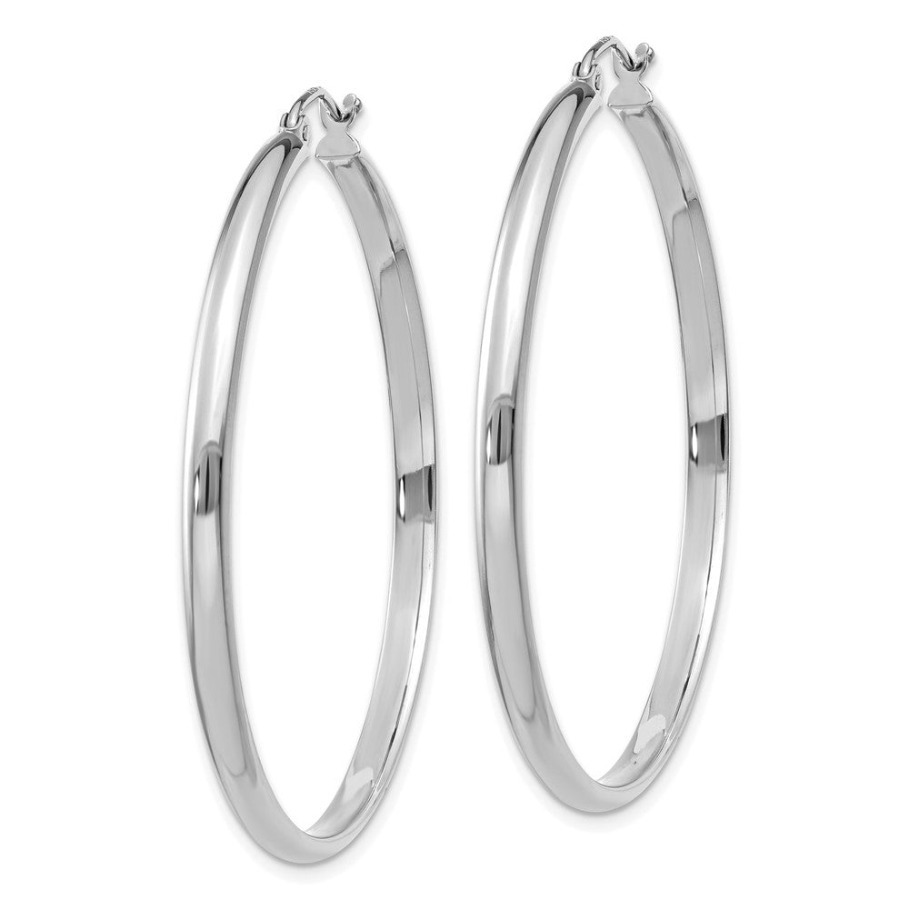 10K White Gold Polished Hoop Earrings