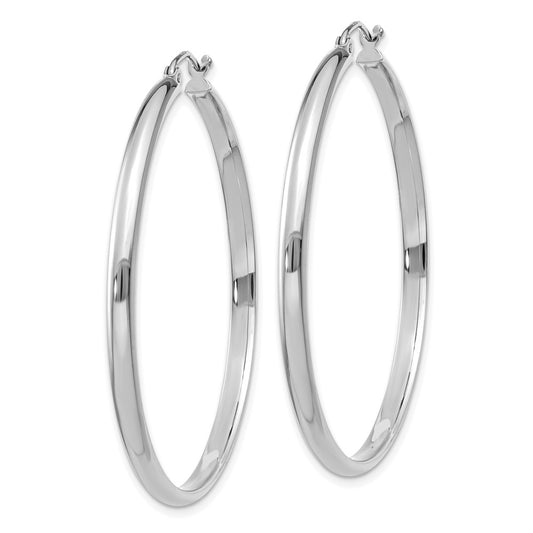 10K White Gold Polished Hoop Earrings