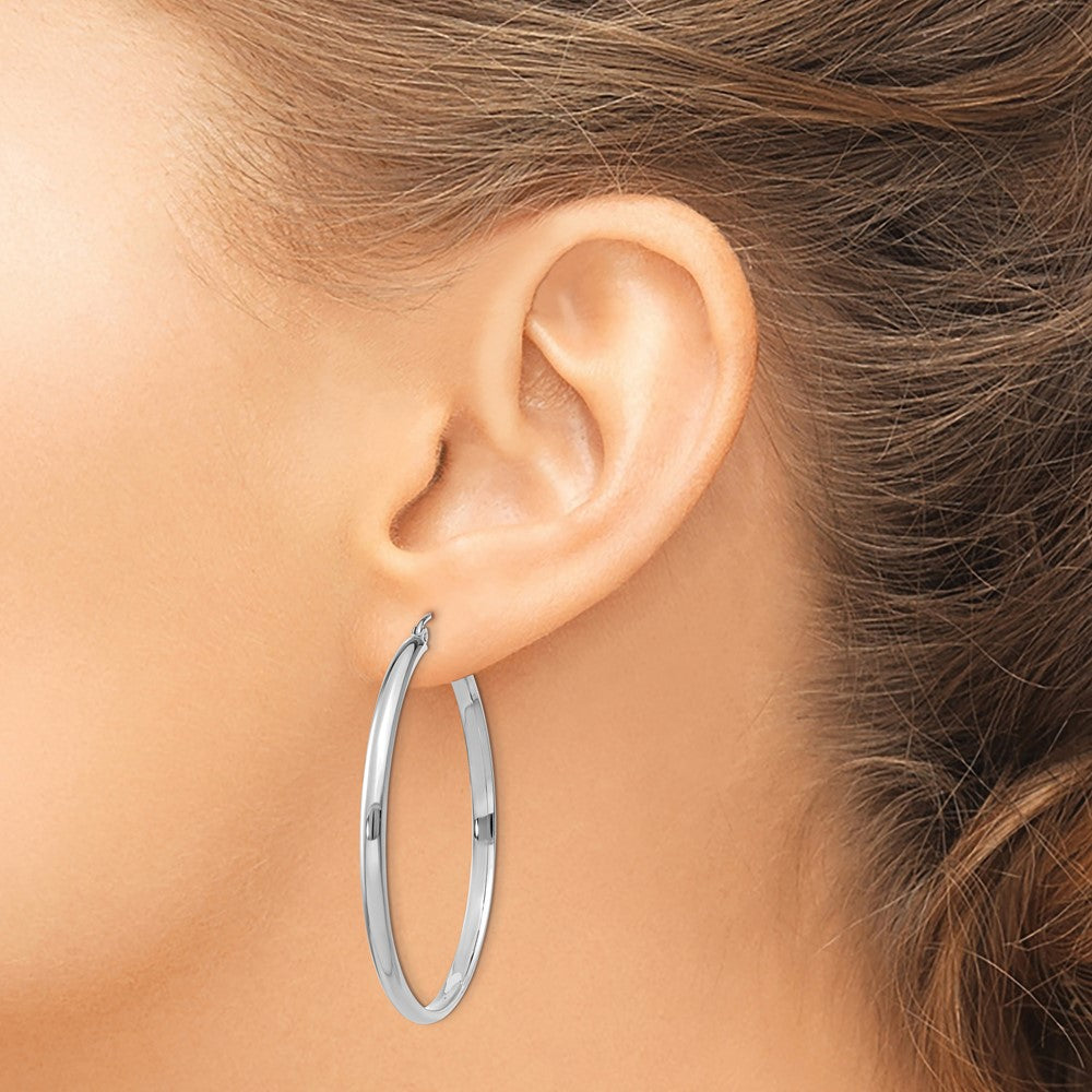 10K White Gold Polished Hoop Earrings