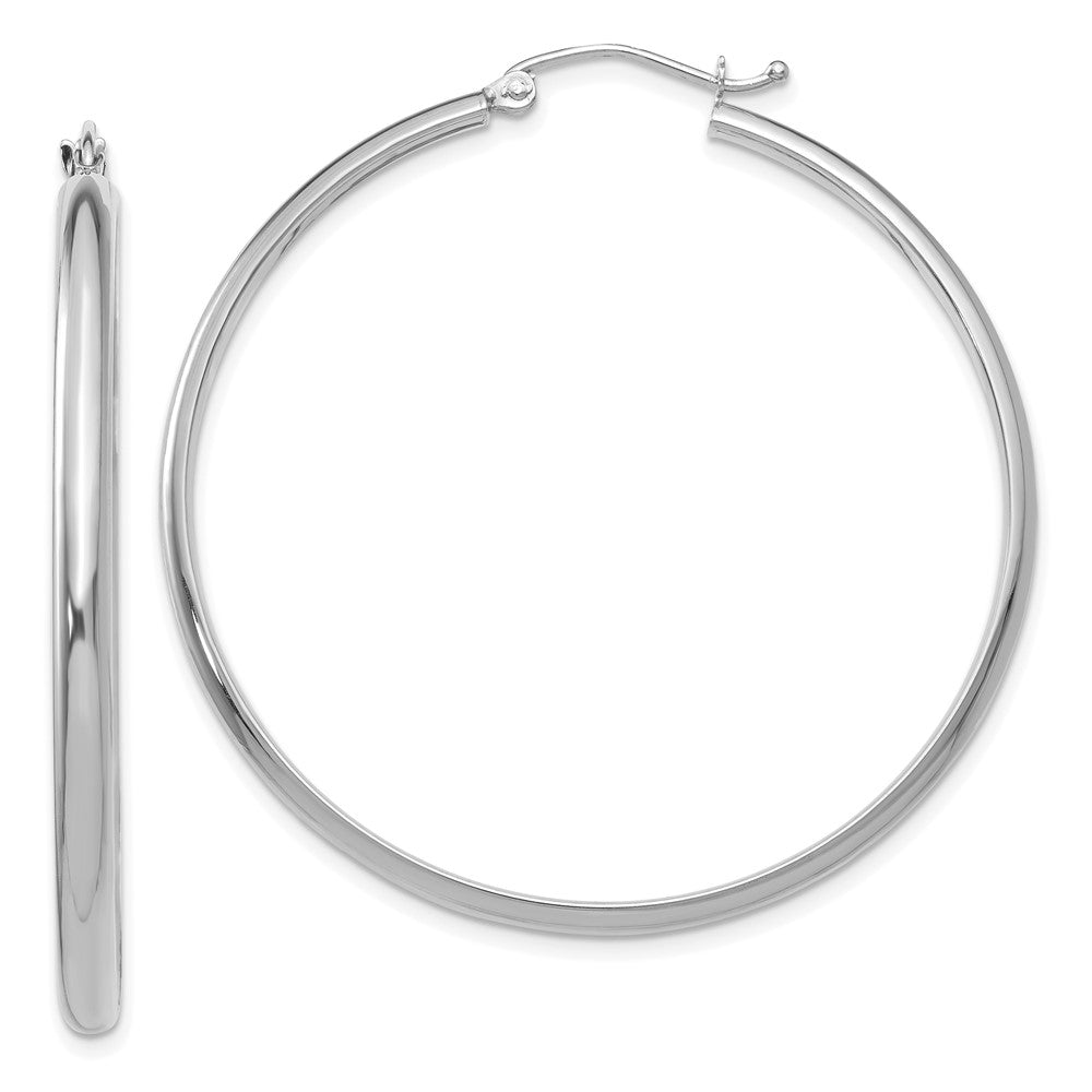 10K White Gold Polished Hoop Earrings