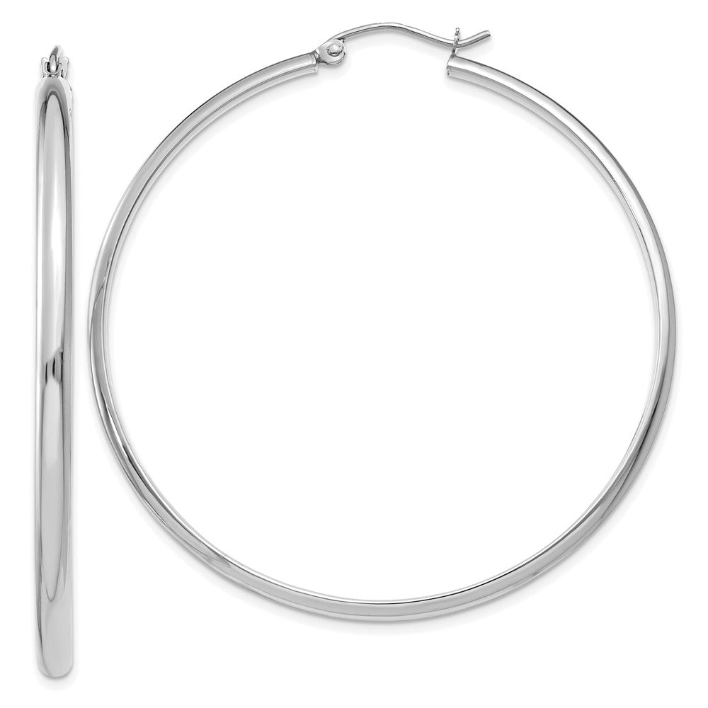 10K White Gold Polished Hoop Earrings