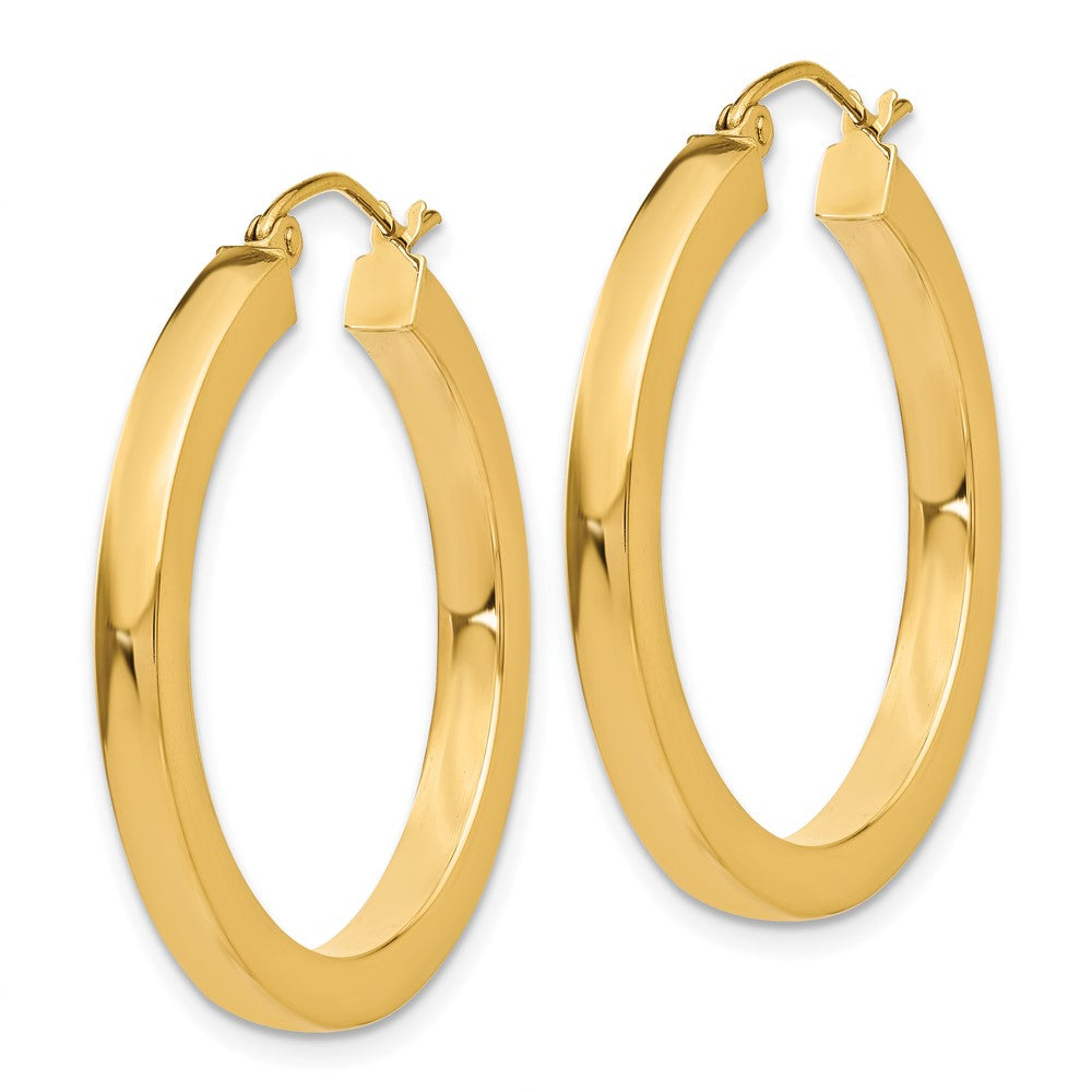 10K Yellow Gold 3mm Polished Square Hoop Earrings