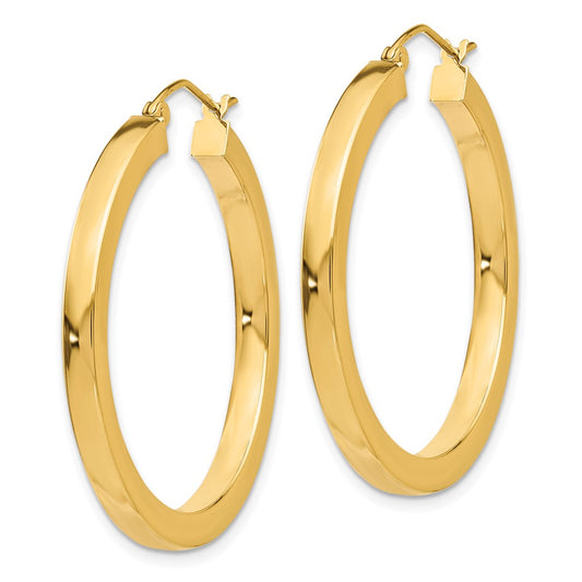 10K Yellow Gold 3mm Polished Square Hoop Earrings