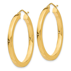 10K Yellow Gold 3mm Polished Square Hoop Earrings