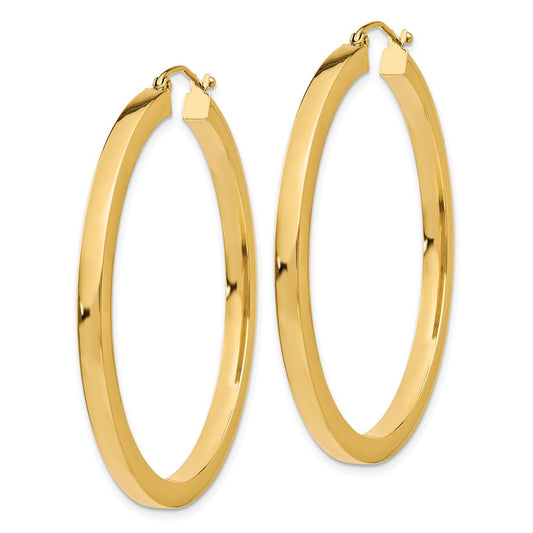 10K Yellow Gold 3mm Polished Square Hoop Earrings