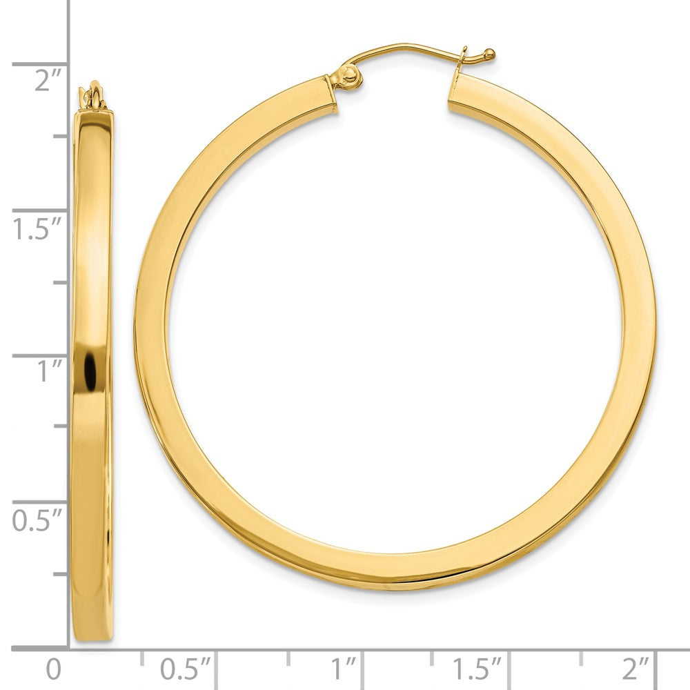 10K Yellow Gold 3mm Polished Square Hoop Earrings