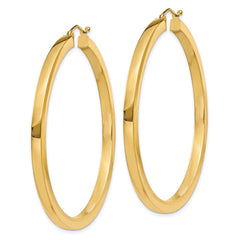 10K Yellow Gold 3mm Polished Square Hoop Earrings