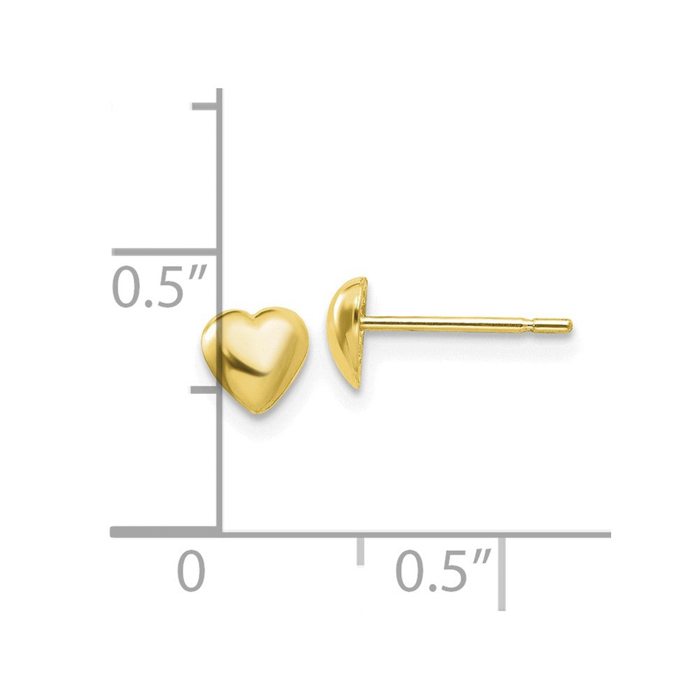 10K Yellow Gold Polished Heart Post Earrings