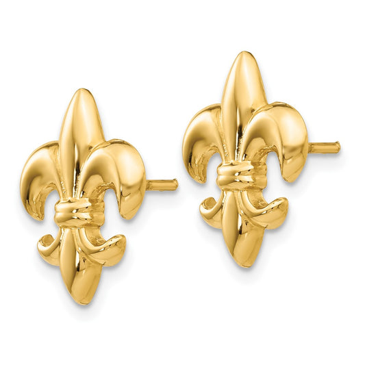 10K Yellow Gold Small Fleur-De-Lis Earrings