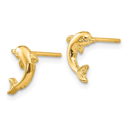10K Yellow Gold Dolphin Post Earrings