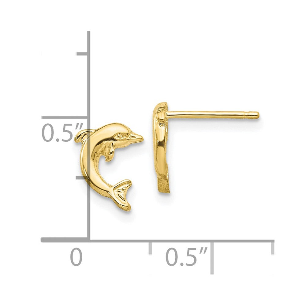 10K Yellow Gold Dolphin Post Earrings