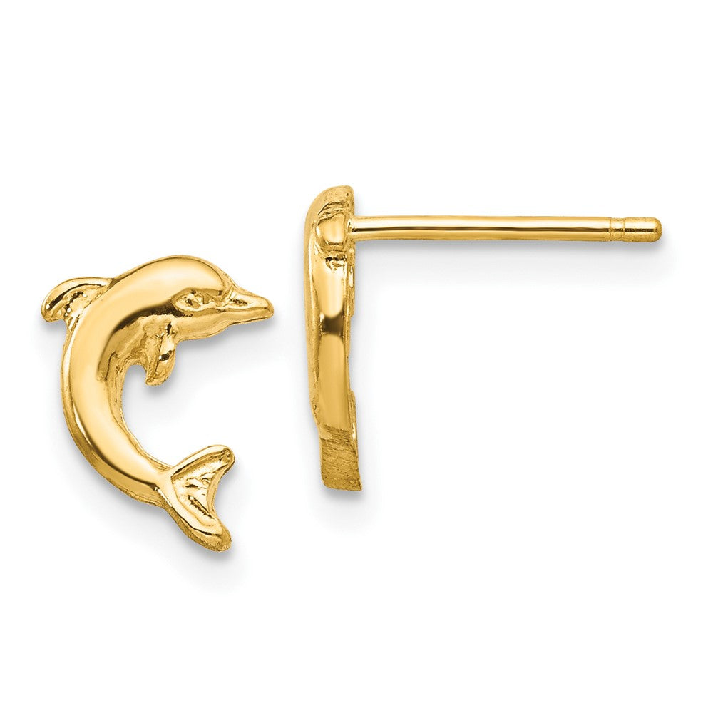 10K Yellow Gold Dolphin Post Earrings