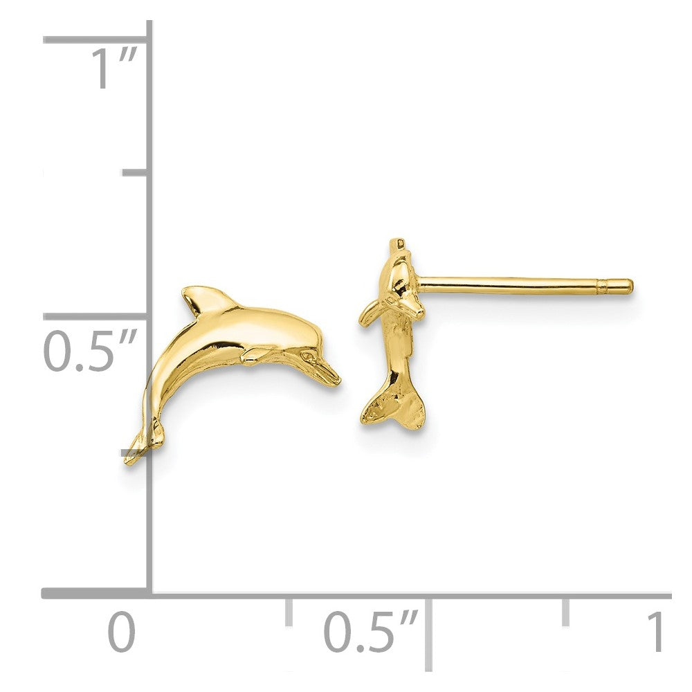 10K Yellow Gold Dolphin Post Earrings