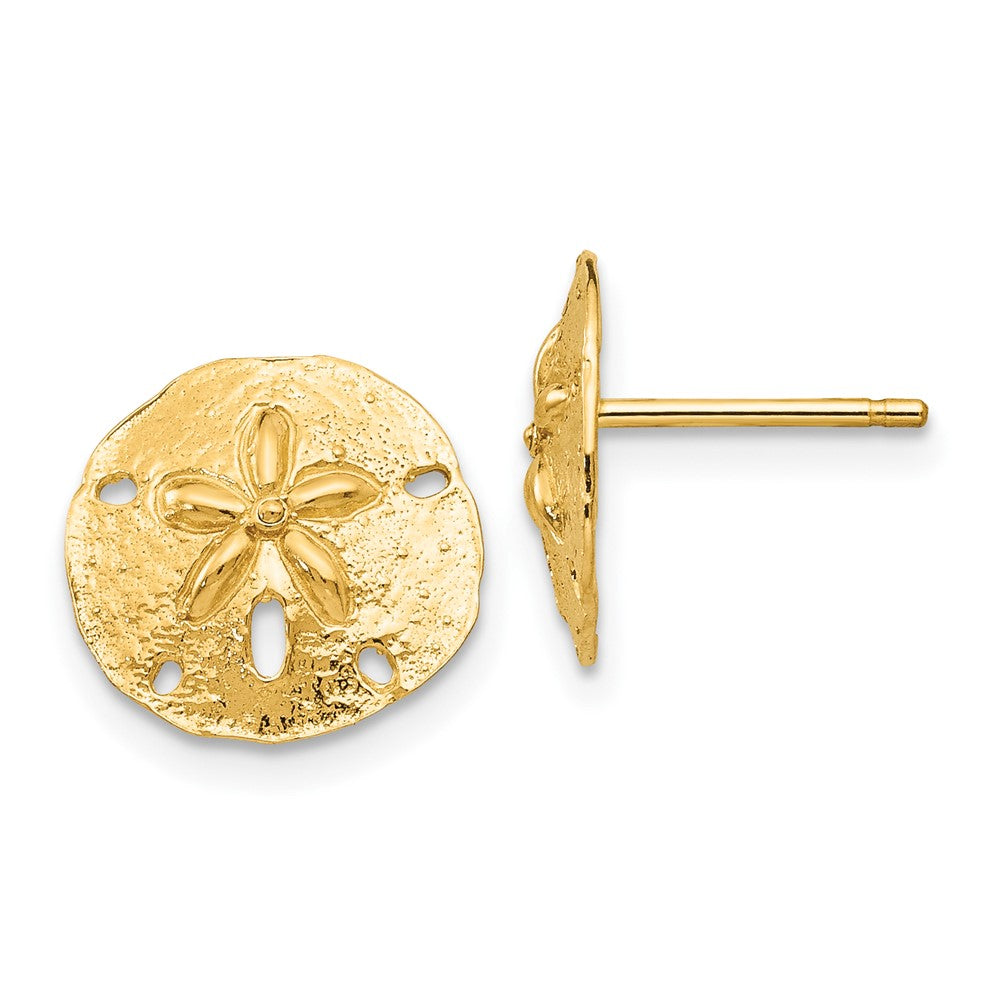 10K Yellow Gold Sand Dollar Post Earrings