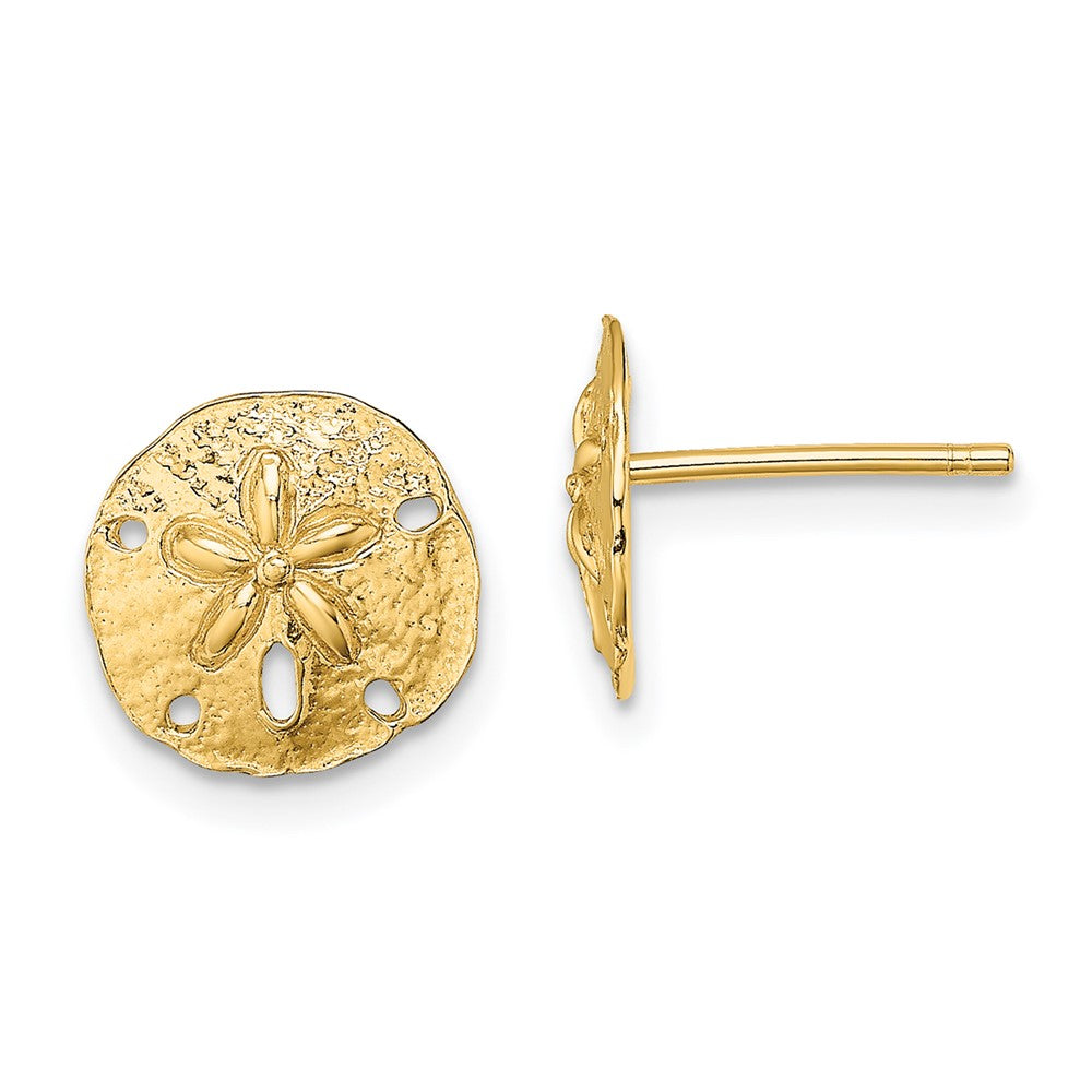 10K Yellow Gold Polished Mini Sand Dollar Post Earrings