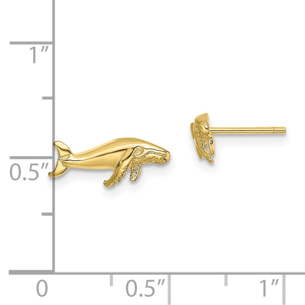 10K Yellow Gold Whale Post Earrings