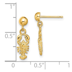 10K Yellow Gold Lobster Post Dangle Earrings