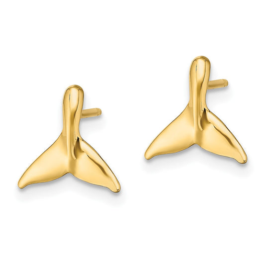 10K Yellow Gold Mini Whale Tail Post Earrings