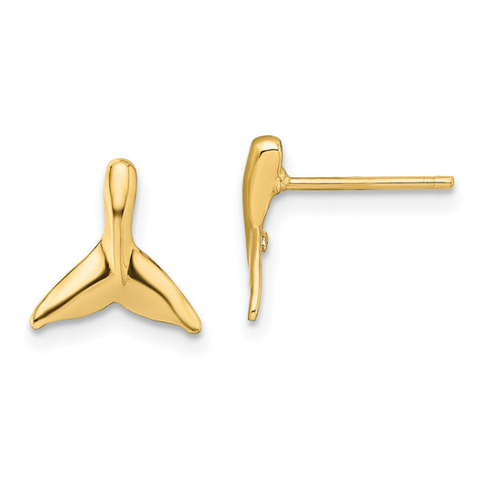 10K Yellow Gold Mini Whale Tail Post Earrings