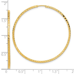 10K Yellow Gold Diamond-cut Square Tube Endless Hoop Earrings