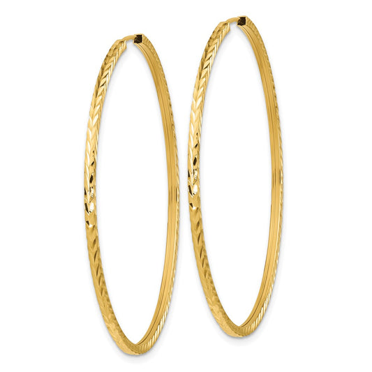 10K Yellow Gold Diamond-cut Square Tube Endless Hoop Earrings