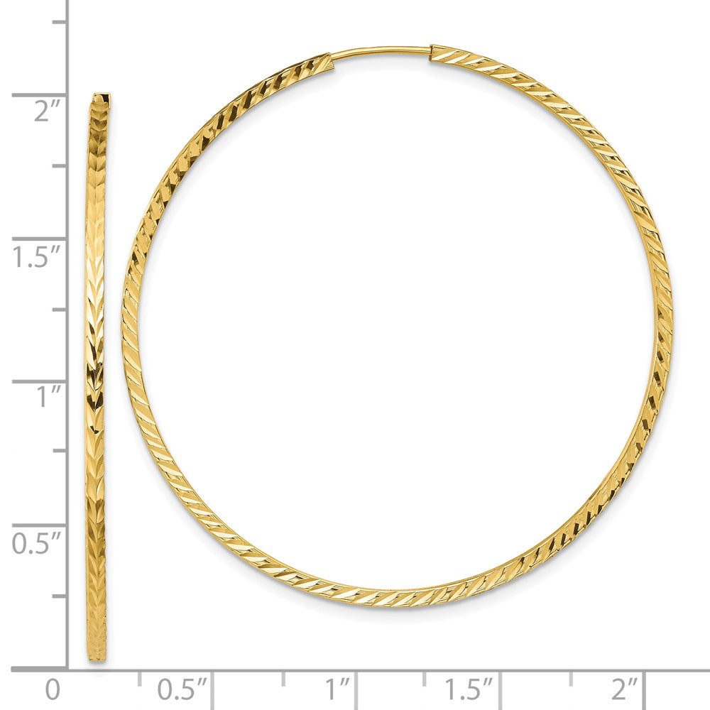 10K Yellow Gold Diamond-cut Square Tube Endless Hoop Earrings