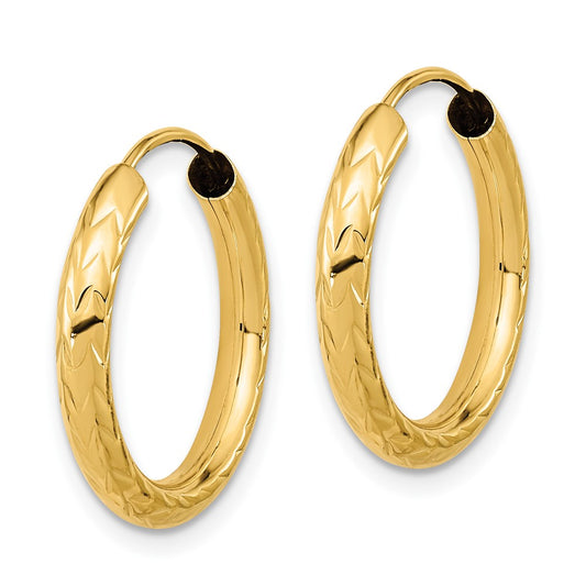 10K Yellow Gold Polished & Diamond-cut Endless Hoop Earrings