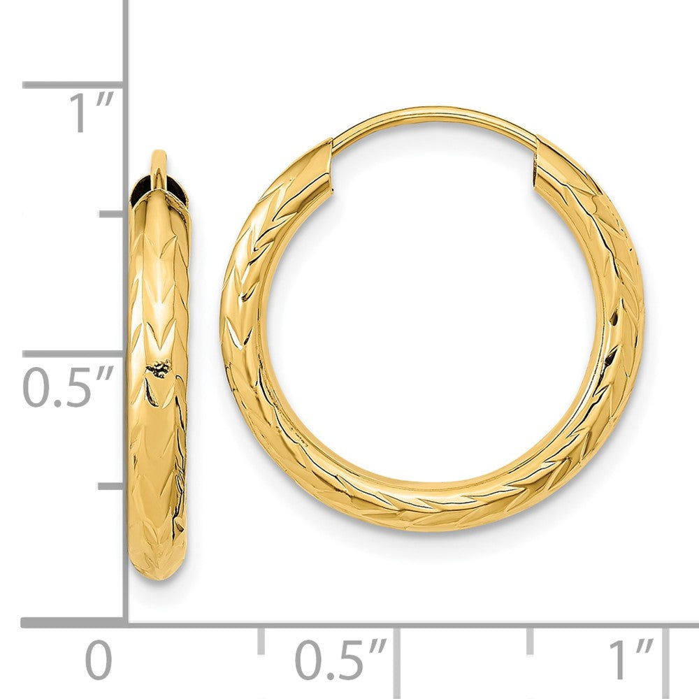 10K Yellow Gold Polished & Diamond-cut Endless Hoop Earrings