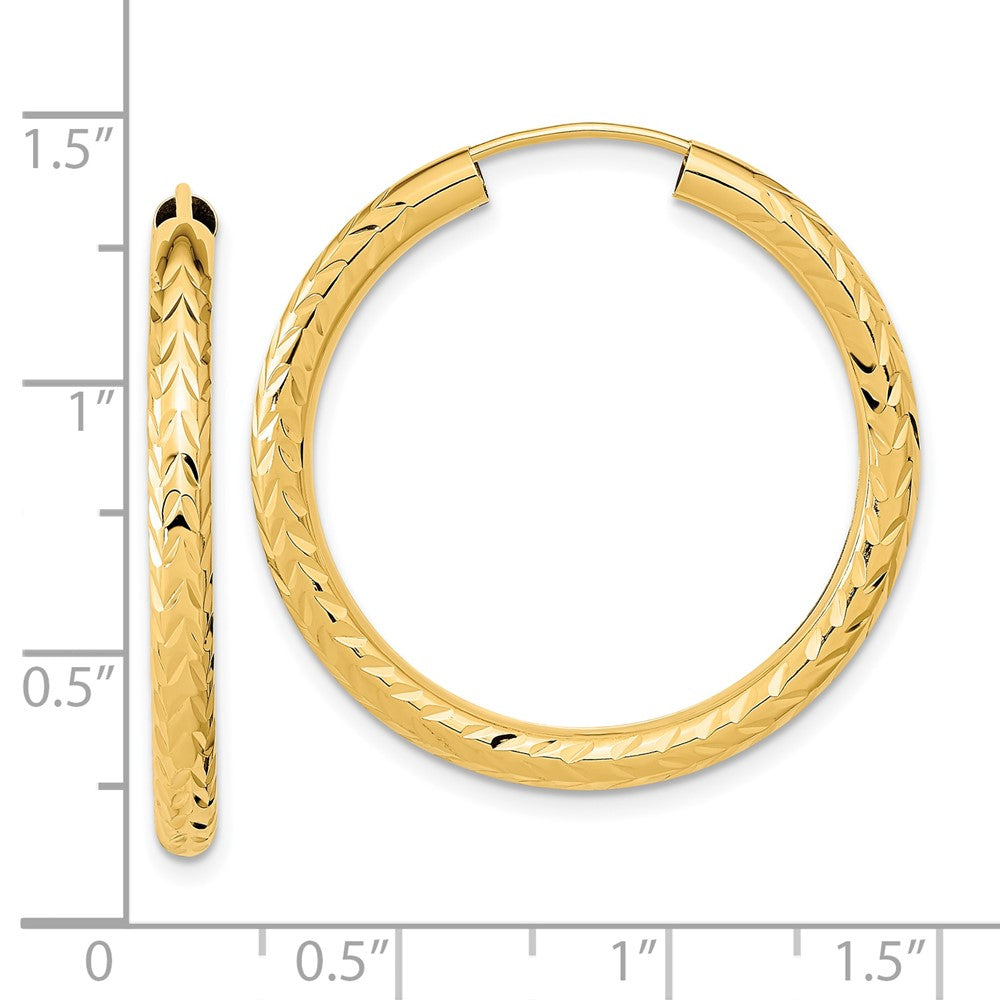 10K Yellow Gold Polished & Diamond-cut Endless Hoop Earrings