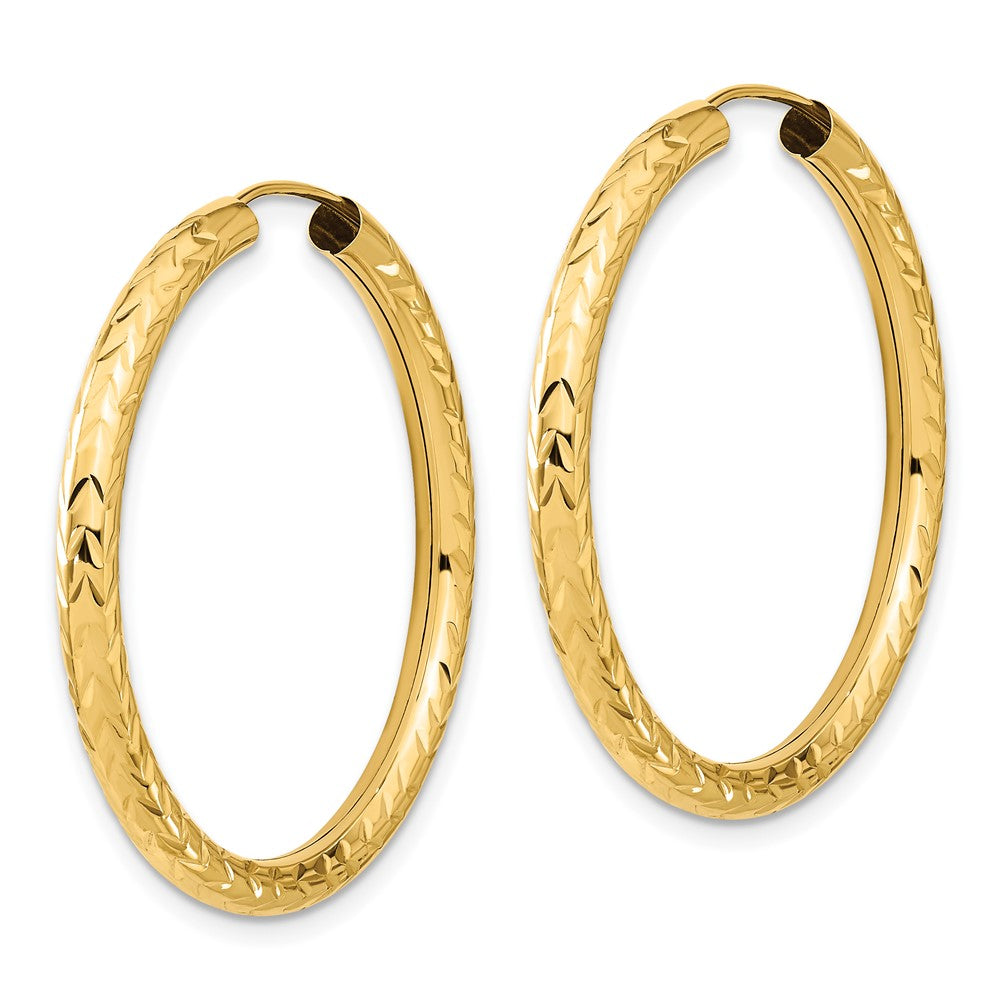 10K Yellow Gold Polished & Diamond-cut Endless Hoop Earrings