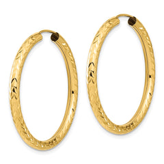 10K Yellow Gold Polished & Diamond-cut Endless Hoop Earrings