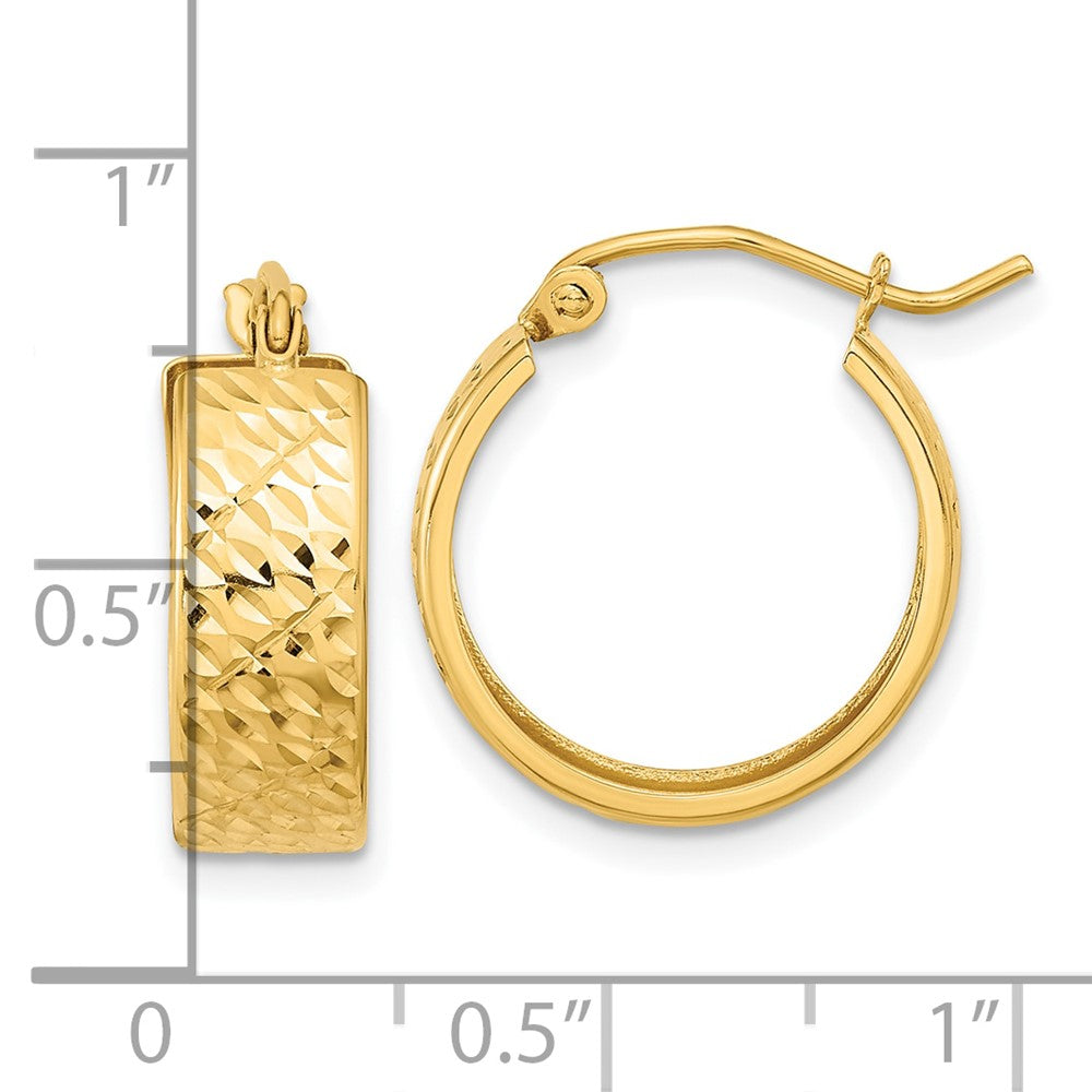 10K Yellow Gold Diamond-cut Hoop Earrings