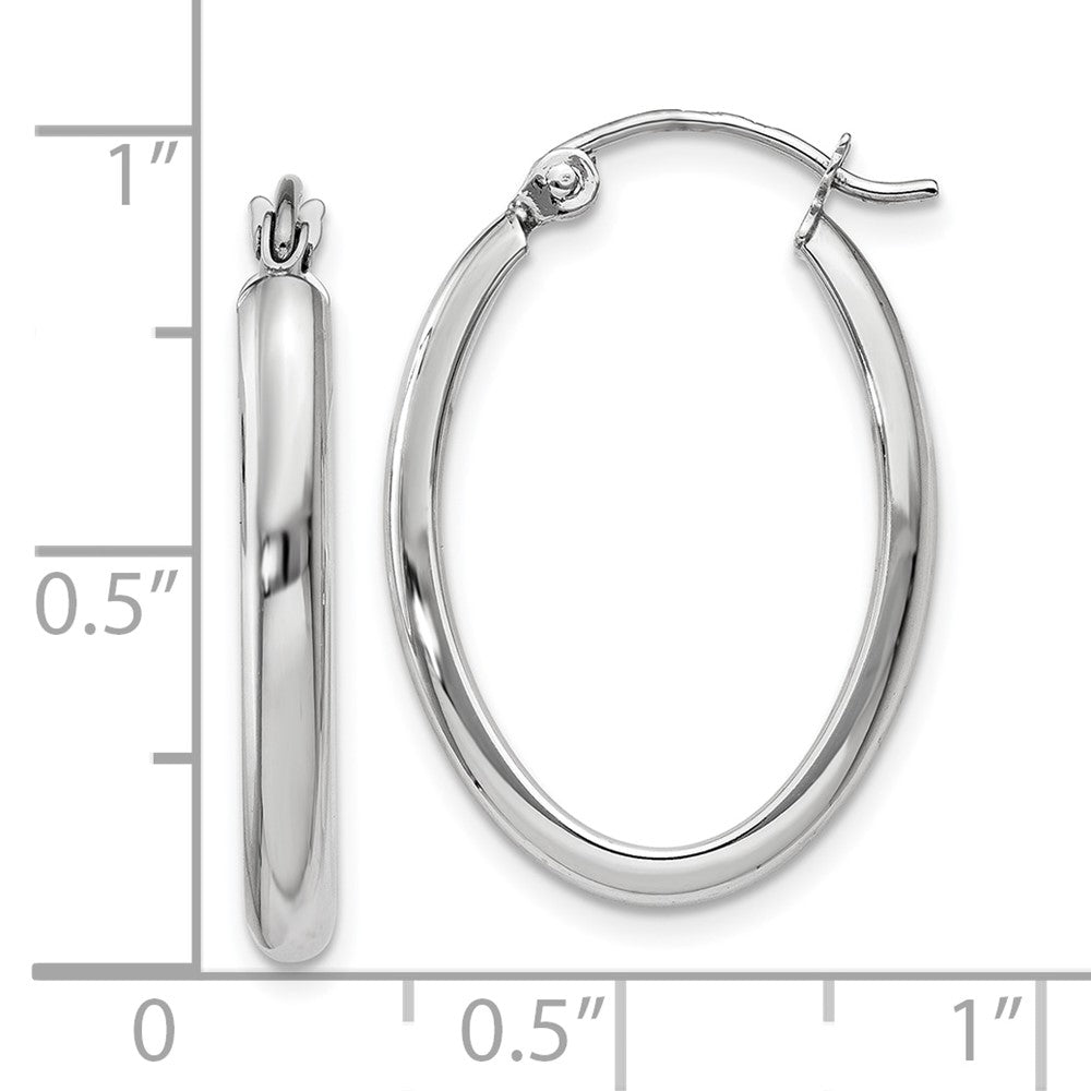 10K White Gold Polished 2.75mm Oval Tube Hoop Earrings