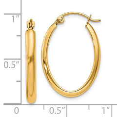 10K Yellow Gold Polished 2.75mm Oval Tube Hoop Earrings