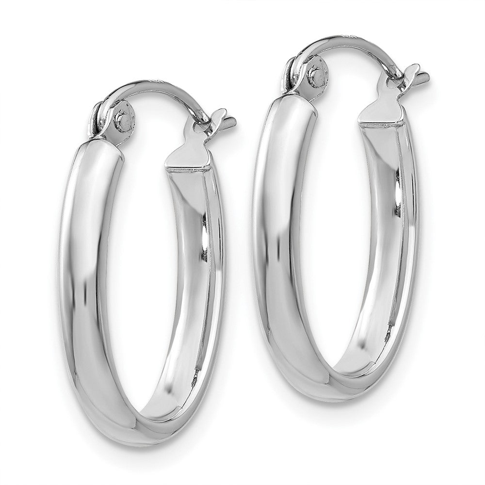 10K White Gold Polished 2.75mm Oval Tube Hoop Earrings