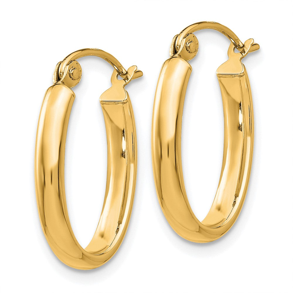 10K Yellow Gold Polished 2.75mm Oval Tube Hoop Earrings