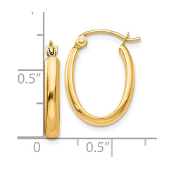 10K Yellow Gold Polished 2.75mm Oval Tube Hoop Earrings