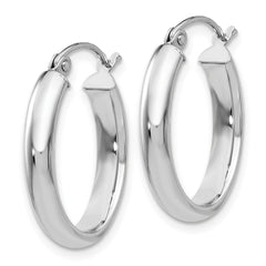 10K White Gold Polished 3.75mm Oval Tube Hoop Earrings