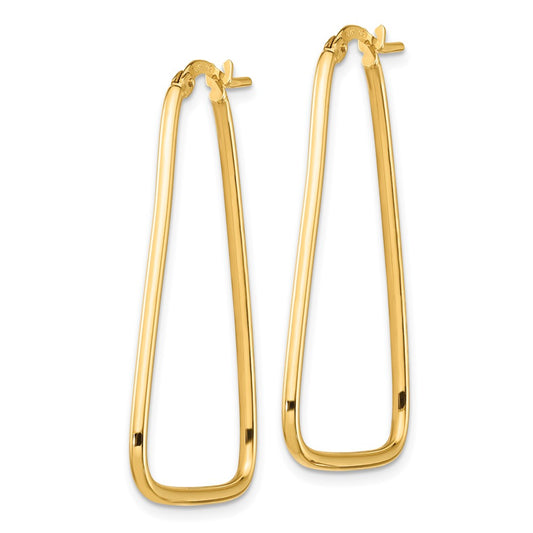 10K Yellow Gold 1.5mm Polished Triangle Dangle Hoop Earrings