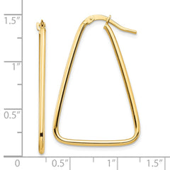 10K Yellow Gold 1.5mm Polished Triangle Dangle Hoop Earrings