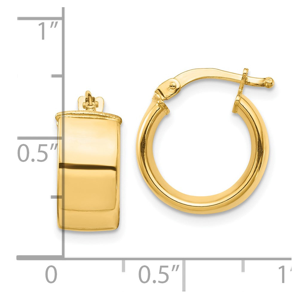 10K Yellow Gold High Polished 7mm Hoop Earrings