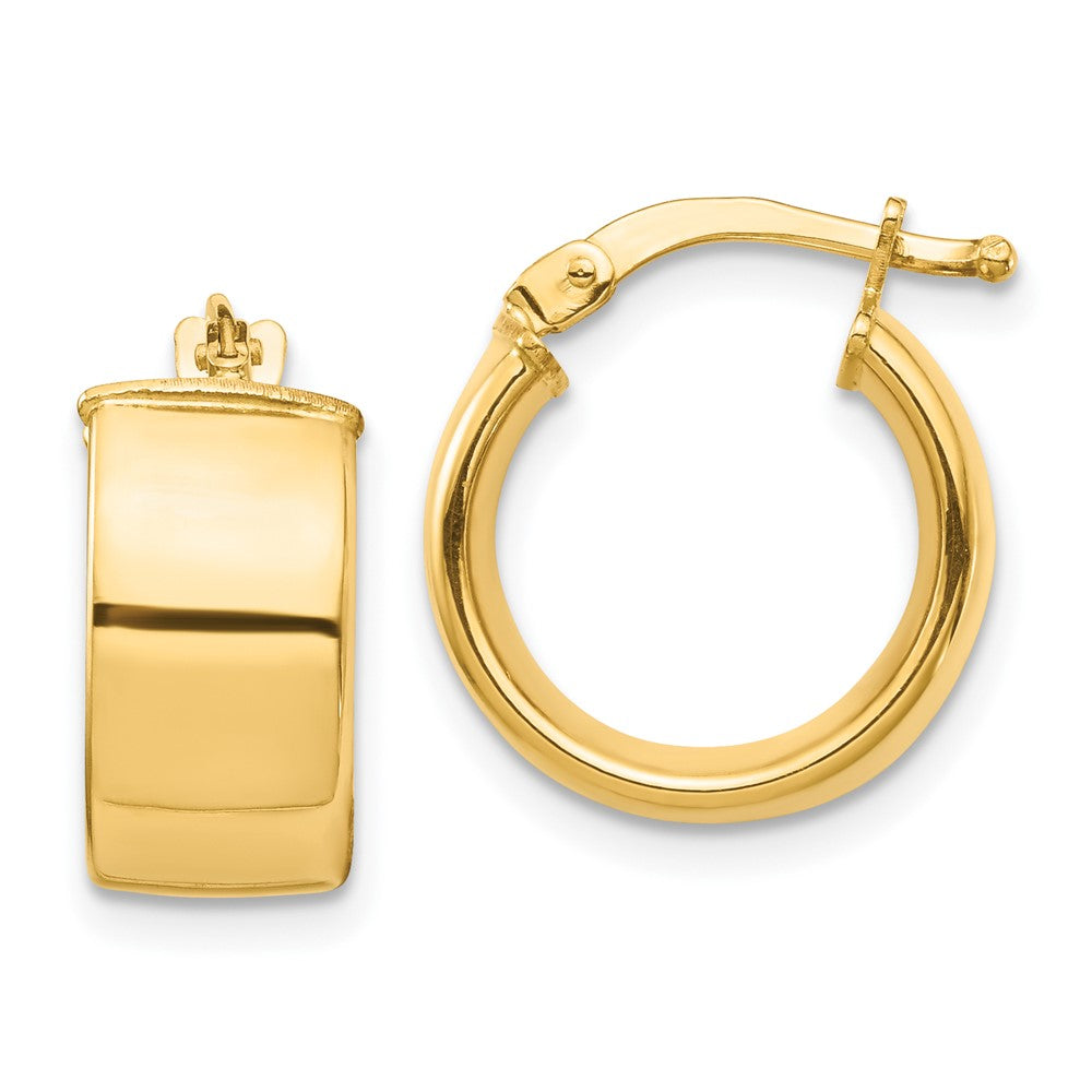 10K Yellow Gold High Polished 7mm Hoop Earrings