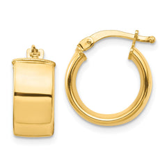 10K Yellow Gold High Polished 7mm Hoop Earrings