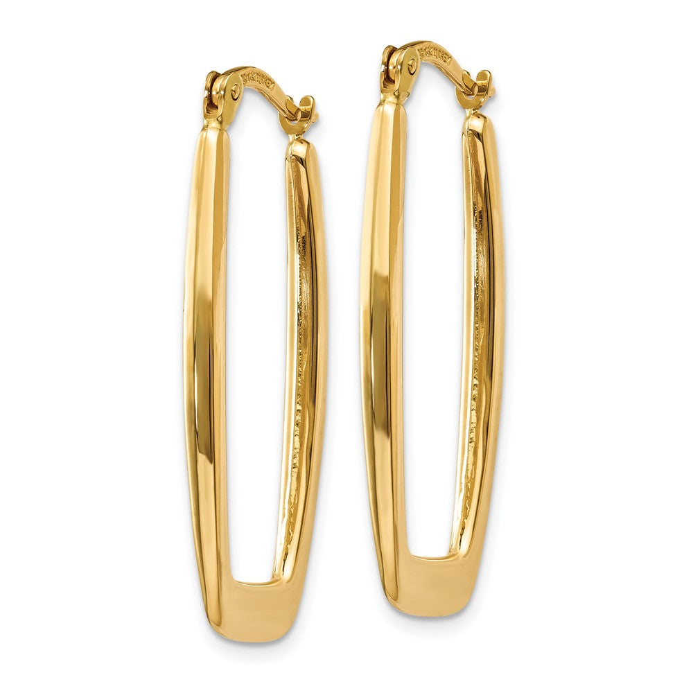 10K Yellow Gold Polished 2.25mm Rectangle Hoop Earrings