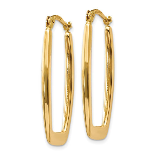 10K Yellow Gold Polished 2.25mm Rectangle Hoop Earrings